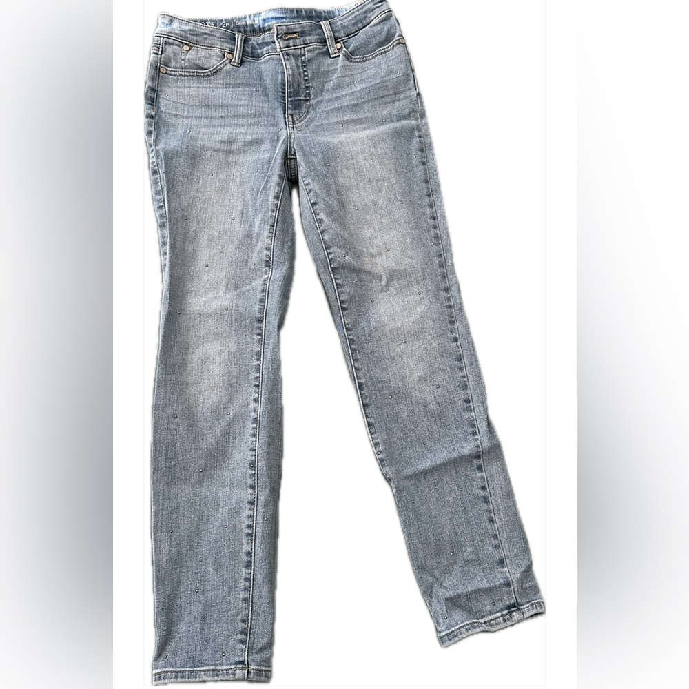Talbots light wash rhinestone detail slim-fit jeans